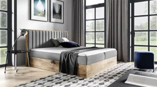 Boxspringbett Schlafzimmerbett MARCOS 180x220cm Stoff Dunkelgrau inkl. Bettka...