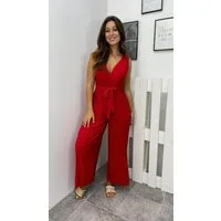 Worldclassca Jumpsuit Worldclassca Jumpsuit Pleated Party Overalls Gürtel Ärmellos Sommer