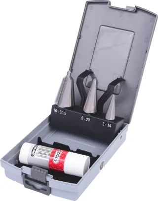 KS Tools HSS Co Blechschälbohrer-Satz, Kunststoffkassette 4-tlg - 336.0543