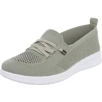 Ital-Design Bequeme Damenschuhe mit atmungsaktivem Mesh-Design Slipper (91554374) Keilabsatz/Wedge Slipper in Hellgrün