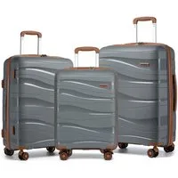 KONO Trolleyset 3-teiliges Reisekoffer-Set aus Polypropylen