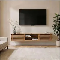 IDIMEX Lowboard RIAN, TV Lowboard hängend aus Massivholz mit Lamellentüren Eiche Finish