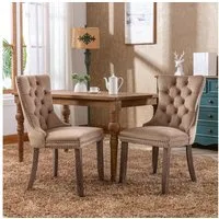 ANYSUN Esszimmerstuhl 2er-Set Esszimmerstühle,Samt Chesterfield, bis 130 kg, French Style (Polsterstühle mit Knopfheftung & Ziernieten, Massivholz Rubberwood), für Esszimmer,Wohnzimmer oder als Akzentstuhl in anderen Bereichen