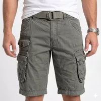 Geographical Norway Cargoshorts Herren – Kurze Hose aus Baumwolle, Regular Fit Bermuda Shorts mit Gürtel & Cargotaschen, Größe S–5XL