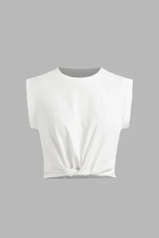 Basic Rundhals gekürztes T-Shirt