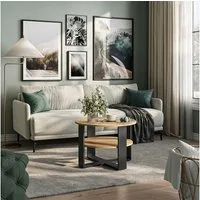 Vicco Couchtisch Romeo, Anthrazit/Artisan-Eiche, 68 x 68 cm