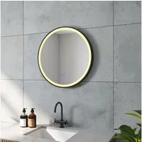 AQUABATOS LED-Lichtspiegel Badspiegel rund mit Beleuchtung LED Wandspiegel Φ 60 cm Φ 80 cm, 3 Lichtfarben einstellbar, Beschlagfrei, Touch, Dimmbar, IP44