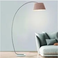 Lightbox Bogenlampe, ohne Leuchtmittel, Stehleuchte mit elegantem Stoffschirm und Betonfuß, 196 cm Höhe, E27
