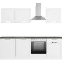 KOCHSTATION Küchenzeile KS-Lani, mit MDF-Fronten, Breite 240 cm, wahlweise mit E-Geräten, Höhen-Ausgleichsfüße 0-4 cm