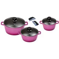 KING Topf-Set, Aluminiumguss (Set, 6-tlg., 1x Kochtopf Ø 16 cm, 1x Kochtopf Ø 20 cm, 1x Kochtopf Ø 24 cm), mit gratis Henkelpads, Induktion