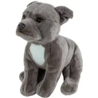 Teddys Rothenburg Kuscheltier Pitbull sitzend 30 cm grau Stofftier Hund American Stafford (Plüschpitbulls)