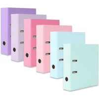 mixed24 Aktenordner 6er Set DIN A4 Ordner Pastell Farben Ringordner, farblich sortiert, mit Metall Schutzecken, 8 cm breit