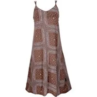 Guru-Shop Midikleid Midikleid mit Patchworkdruck, Sommerkleid,.. alternative Bekleidung