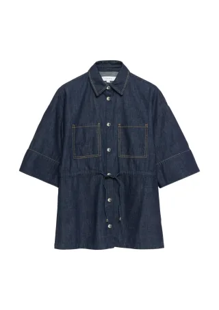 comma - Jeansbluse mit Tunnelzug blau - Gr. - 44