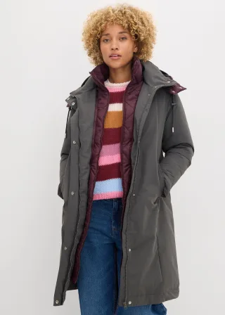 bonprix Wasserabweisende Outdoorjacke 2in1-Optik, grau, Gr.38, Outdoorjacke in 2-in-1 Optik, wasserabweisend
