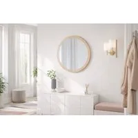 BOURGH Wandspiegel Rundspiegel VALENCIA Wandspiegel aus Holzwerkstoff natur - Ø45cm (1-St)