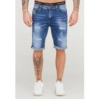behype Jeansshorts Destroyed mit Stretch als Kurze Hose für Herren Sommer-Shorts Bermuda für Männer mit Elasthan