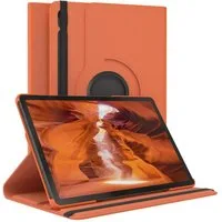 EAZY CASE Tablet-Hülle Rotation Case für Galaxy Tab S10 FE 10,9 Zoll, Tabletschutz robust magnetisch verstellbar Klappetui mit Deckel Orange