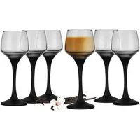 Sendez Likörglas 6 Likörgläser 75ml mit schwarzem Stiel Schnapsgläser Tequilagläser, Glas