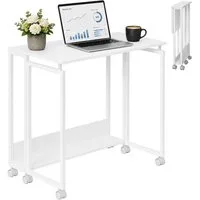 relaxdays Klapptisch Schreibtisch klappbar mit Rollen (1-St), weiß, 80 x 50 cm