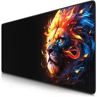 Titanwolf Gaming Mauspad XXL Speed Mousepad 900 x 400 x 3 mm, Schreibtischauflage, abwaschbar, rutschfeste Rückseite, Geschwindigkeit & Präzision, Fire Lion