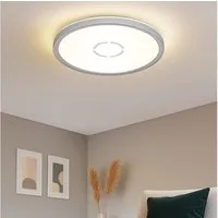Briloner Leuchten LED Deckenleuchte, LED-Leuchtmittel fest verbaut, Neutralweiß, Deckenleuchte silber opal Backlight LED Deckenlampe rund Küche