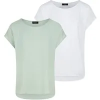 DENIMFY T-Shirt Damen Bluse DFJule Regular Fit 2er Pack (2-tlg) Kurzarm Top Shirt mit Rundhalsausschnitt aus 100% Viskose