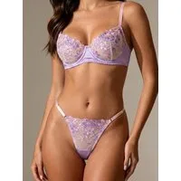 Elegant Love Set: Bügel-BH Sexy Dessous-Set – Bestickte Damenunterwäsche aus Spitze & Satin (Set, 2-tlg., mit Tanga) Lingerie-Set – Reizwäsche mit floraler Stickerei