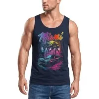 Neverless Tanktop Herren Tank-Top Miami Beach USA Oldtimer Car Palmen Print Fashion mit Print