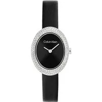 Calvin Klein Quarzuhr TWISTED BEZEL 25100145, Armbanduhr, Damenuhr, Lederarmband, analog, Glaskristalle