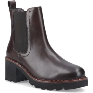 Hush Puppies Gaia Leder Damen Schokoladenfarbene Absatz Chelsea Stiefel