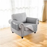 BTTO Sofaschoner Couch Schonbezug 1-,2-,3-Sitzer,Gesteppt Sofabezug,Armlehnen&Taschen, Sofaschoner Rutschfest&Wasserdicht für Haustiere, Hunde, Kinder