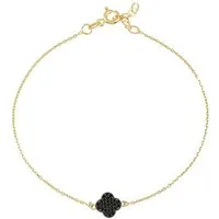 Suzan Gold Charm-Armband 375 Echtgold Noirleaf Fine schwarzes Kleeblatt
