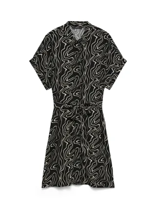 VERO MODA - VMEASY JOY S/S SHIRT DRESS WVN GA Black - Gr. - M