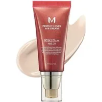 Missha BB-Creme M Perfect Cover BB Cream No.21 Light Beige 50 ml – Hohe Deckkraft, natürliche Anpassung, Pflege & UV-Schutz SPF42 – Für empfindliche Hauttypen, – Mit Hyaluron, Squalane, Arbutin & Pflanzenextrakten