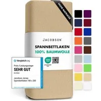 Jacobson Spannbettlaken BOXSPRING & ÜBERLÄNGE aus 100% Baumwolle, für hohe & lange Matratzen, Jersey Bettlaken 160 g/m²