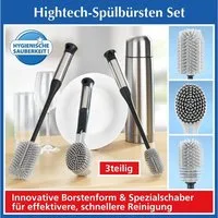Maximex Reinigungsbürste Hightech Spülbürsten Set 3tlg aus Silikon verschiedene Größen, Spühlbecken, (3-tlg)
