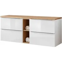 Lomadox Waschbeckenschrank TOSKANA-56 weiß Eiche 141/59,5/46 cm