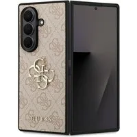 Guess Handyhülle Case Galaxy Z Fold 7 Kunstleder rosa Logo Metal goldfarbig 8 Zoll, Kantenschutz