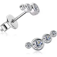 ROUGEMONT Paar Ohrstecker Funkelnde Moissanit Damen Ohrstecker Layering Design Gold, Echtschmuck mit Echtheitszertifikat