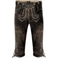FUCHS Trachtenlederhose Trachtenlederhose Herren Kniebund Dunkelbraun Echtleder Oktoberfest (1-tlg)