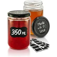 Praknu Einmachglas 12 Einmachgläser mit Deckel 350ml - Mit Etiketten & Stift - Luftdicht, Glas, (Set, 12-tlg), Konservieren
