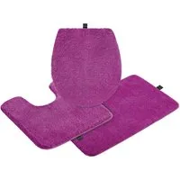 Bruno Banani Badematte Lana Standard, Badvorleger, Badezimmer Teppich, Höhe 25 mm, rutschhemmend beschichtet, schnell trocknend, strapazierfähig, fußbodenheizungsgeeignet, Polyacryl, rechteckig, 3-tlg. Stand-WC Set, Badteppich, Badematten, unifarben,