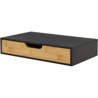 en.casa Wandregal, »Bokn« mit Schublade 40x24x8 cm Bambus Schwarz