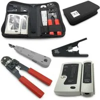 ARLI Crimpzange Werkzeug Set für Netzwerk und Telefoninstallation, Set 5-tlg., RJ45 Crimpzange LSA Anlegewerkzeug Tester Abisolierer Werkzeugtasche
