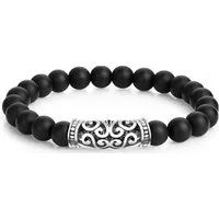RAIKOU Armband aus schwarzem Onyx Ø 8 mm (2 Stück) – Elastikband, handarbeit (1-tlg)