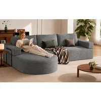 Patbrela Ecksofa Cord Schlafsofa L Form mit Abgerundeter Chaise Longue