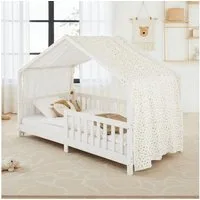 IDIMEX Betthimmel LIAN, Betthimmel Hausbett Deko, Musselin Baldachin 100% Baumwolle weiß/gold