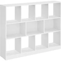 VASAGLE Bücherregal Würfelregal, Stand, 30 x 126 x 100 cm, Wohnzimmer, Arbeitszimmer, Büro, 11 offene Fächer, horizontal, vertikal oder kopfüber verwendbar, weiß