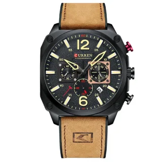 CURREN Men Sports Watches Multi-function Chronograph Quartz Watch Luminous Waterproof Calendar Wristwatch